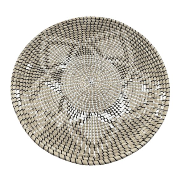 Straw Decor Dish with Flower Design
