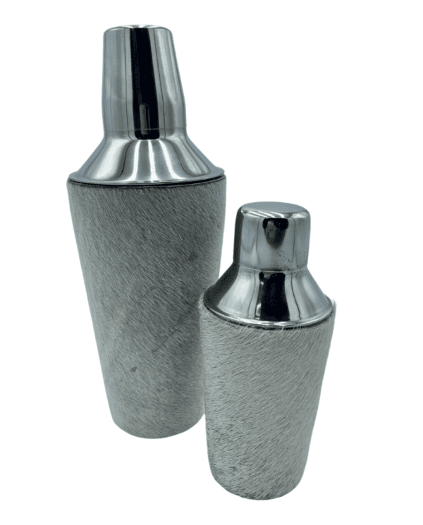Chrome Shaker Wrapped in Cow Hide (Set of 2)