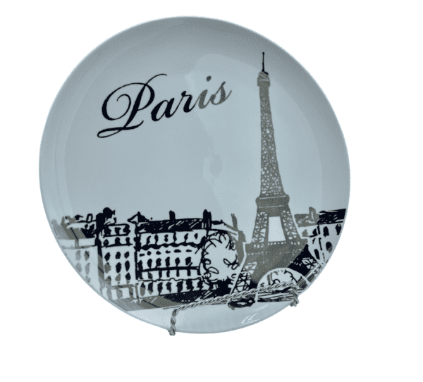 Decorative Plate - Paris Silver with Plate Stand