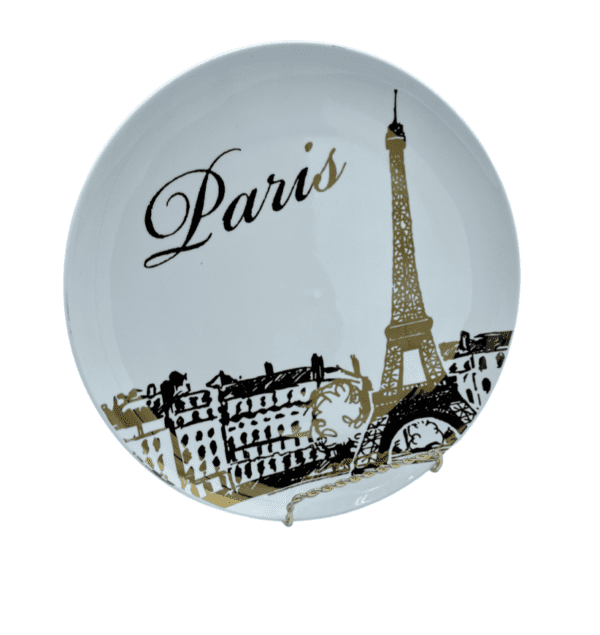 Decorative Plate – Paris Gold with Plate Stand