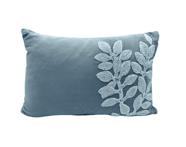 AC218 - Cushion Grey Rectangle With White Vines