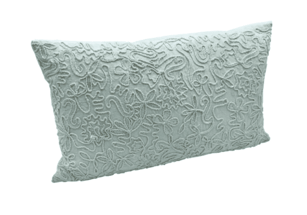 AC227 - Rectangular Cream Cushion with Raised Flower Pattern and Sequin Accents