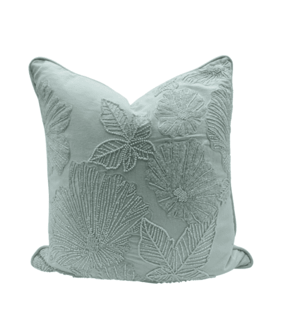 AC233 - White Beaded Flower Cushion