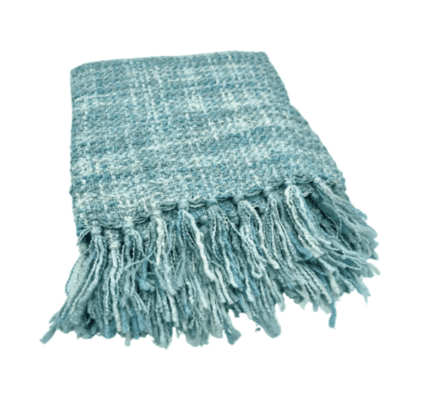 Throw 19 - Turquoise  & Ivory Weave