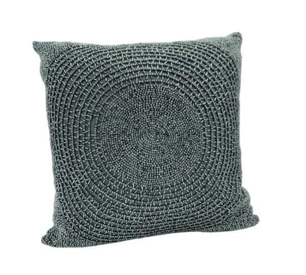 AC253 - Taupe Cushion with Circular Beaded Pattern