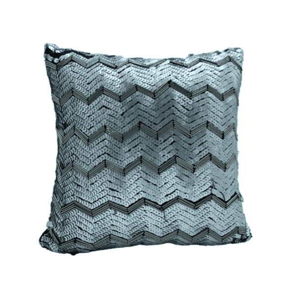 AC251 - Black Square Cushion with Silver Beading and Sequence