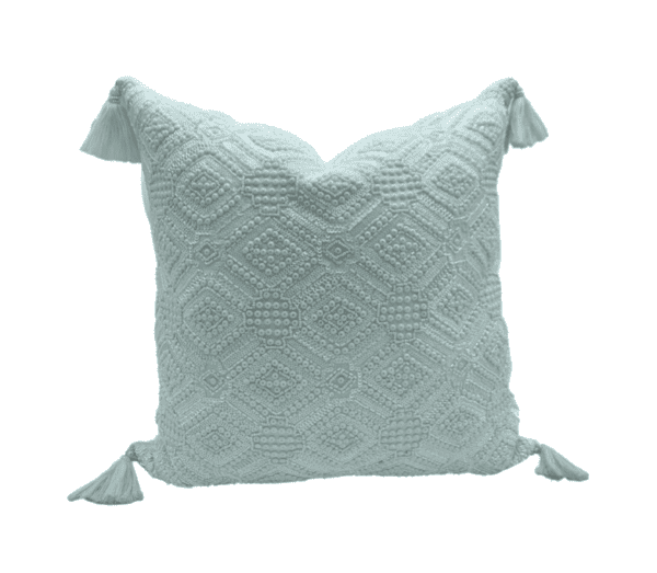 AC244 -  White Beaded Diamond Pattern Cushion with Tassels