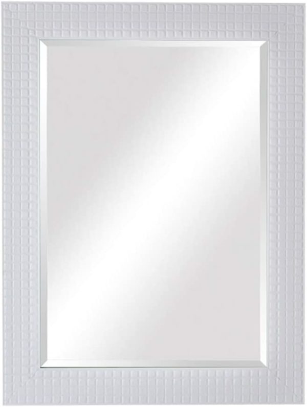 M85 - White Framed Mirror with Square Pattern Design (2Ft 7")