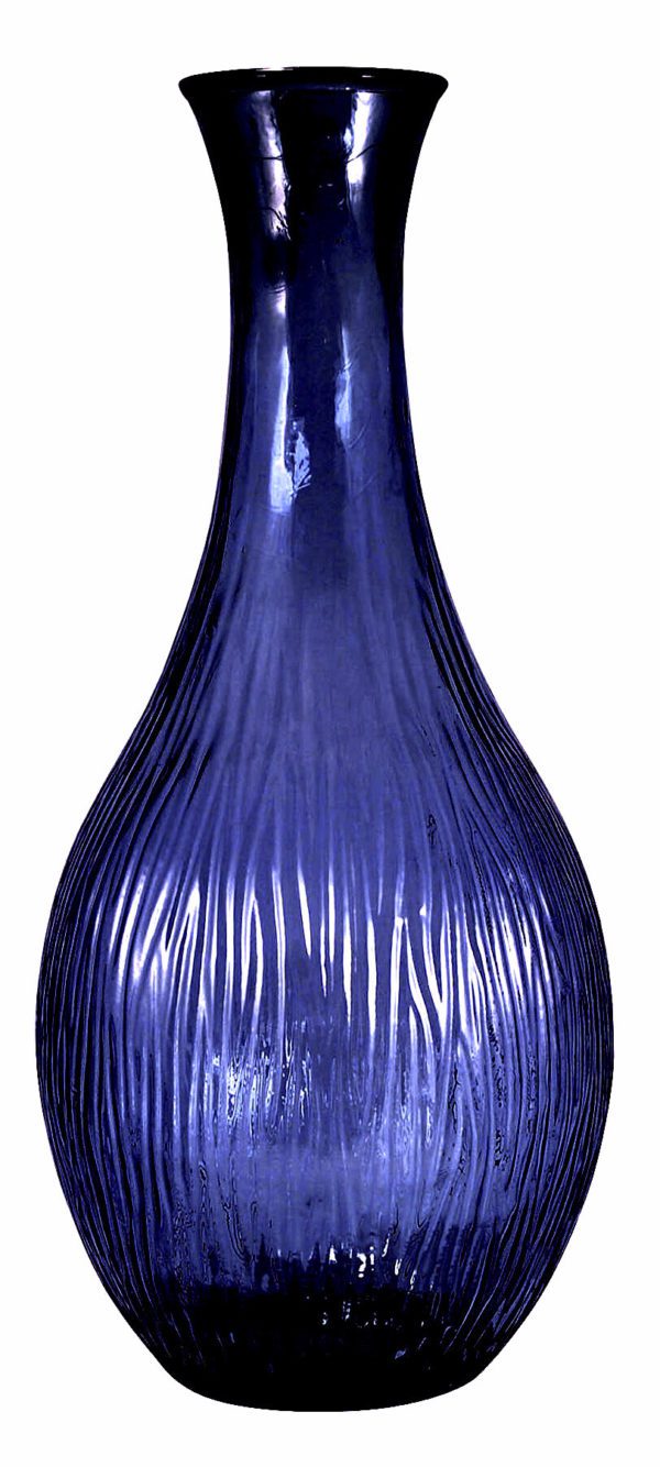 Vase 58 - XL Indigo Ribbed Glass Vase