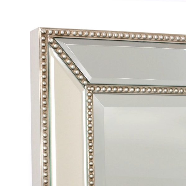 M01 - Large Leaning Mirror with Mirrored Frame and Beading - Image 2